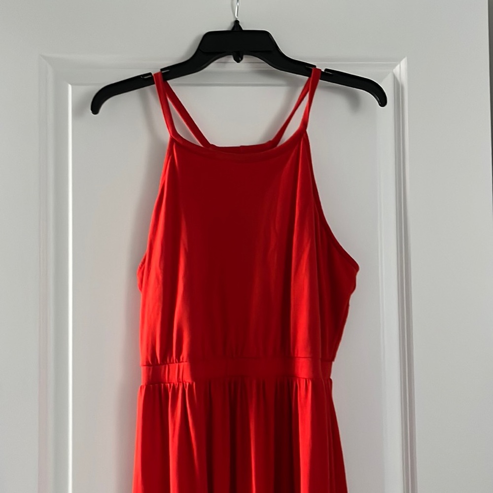 Old Navy High Neck Red/Orange Maxi Dress Size M